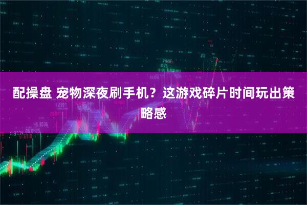 配操盘 宠物深夜刷手机？这游戏碎片时间玩出策略感